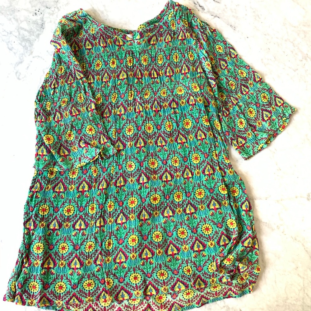 PEEK GIRLS MOROCCAN GREEN FUN DRESS TOP M 6-7